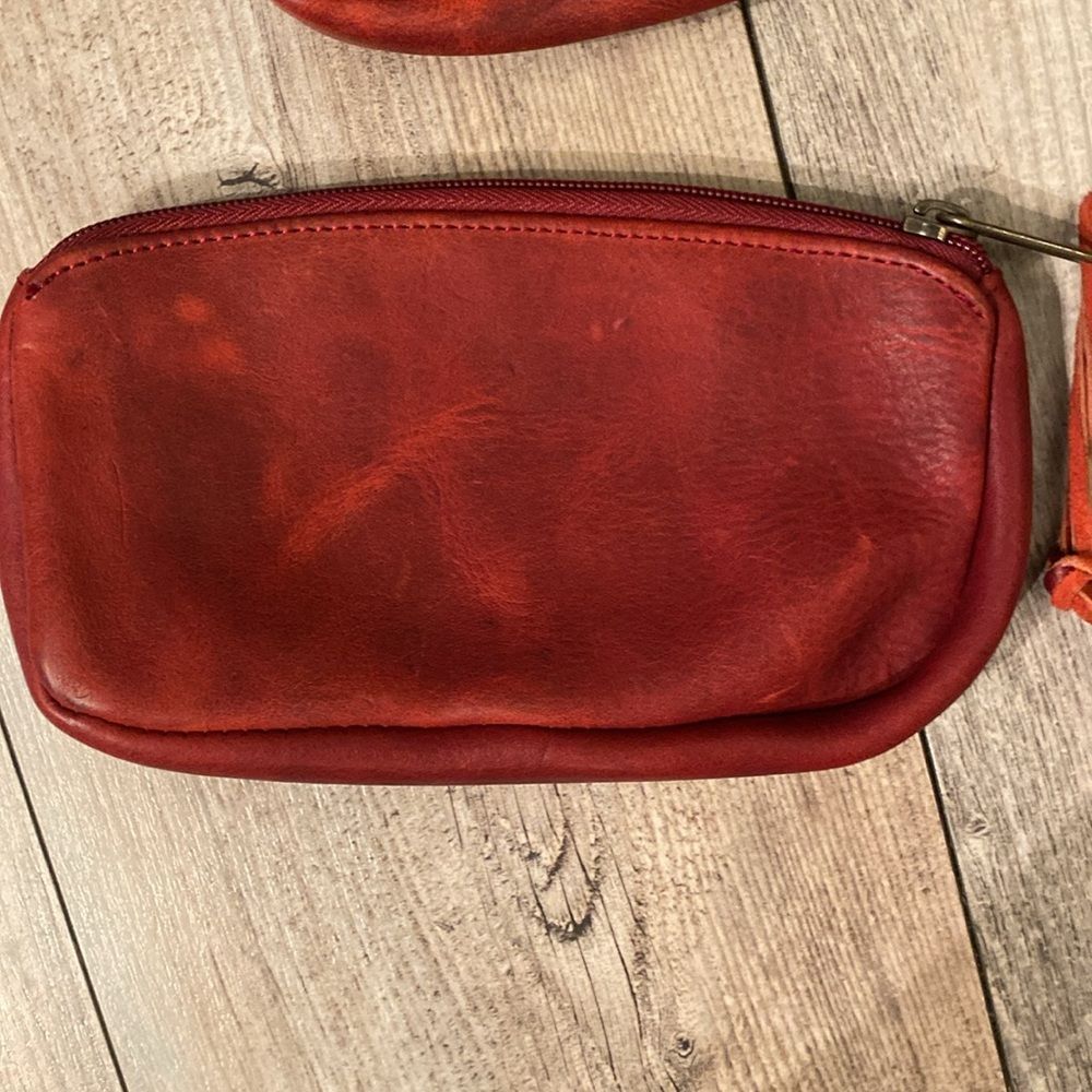 Two Duluth Trading Red Leather Wristlets Like New - Picture 2 of 8